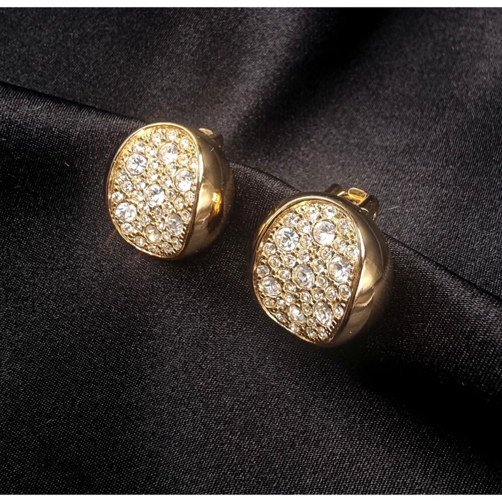 Rare Find Vintage CHRISTIAN DIOR 1980s-90s Gold-Tone Clip-On Earrings